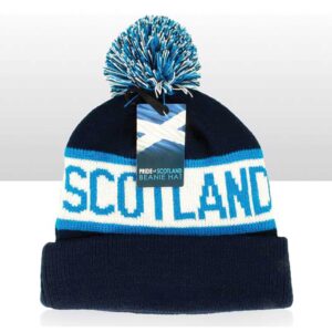 Scotland Blue and White Beanie Bobble Hat