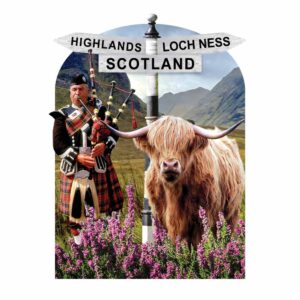 Highland Piper & Coo Resin Magnet